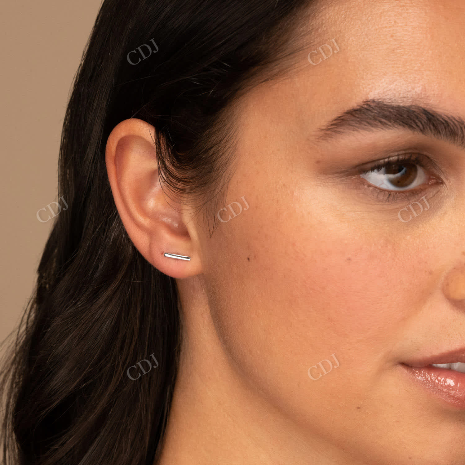 14k Gold Mini Bar Stud Earrings For Women  customdiamjewel   