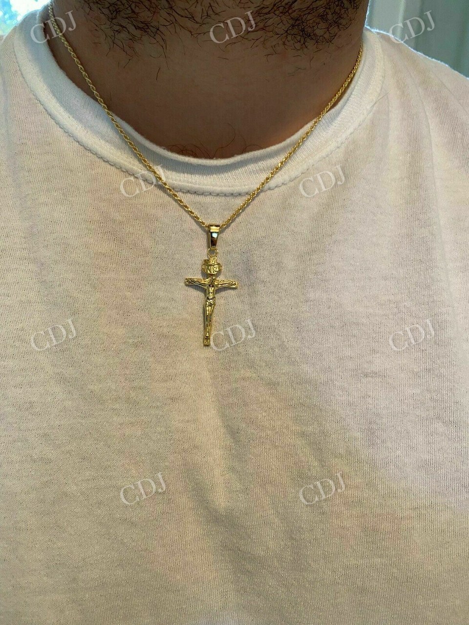 14k Gold Cross Jesus Piece Crucifix Pendant  customdiamjewel   