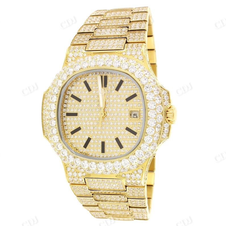 Square Dial Lab Diamond Iced Out Rapper Patek Philippe Watch For Men customdiamjewel
