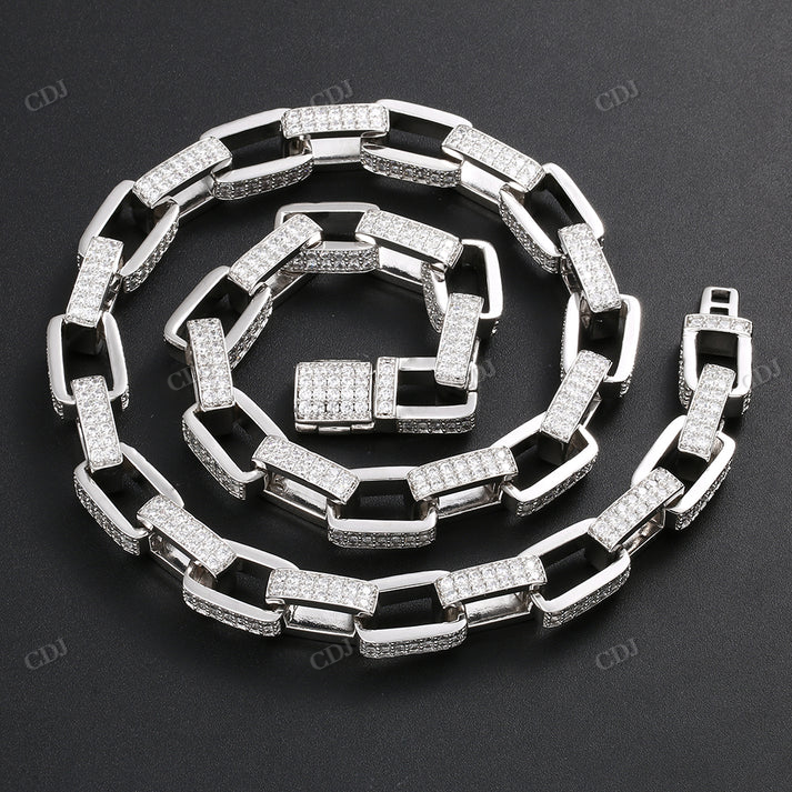 11mm Iced Out Diamond Silver Box Chain hip hop jewelry CustomDiamJewel