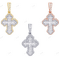 1.2 Inch Baguette Cross Lab Grown Diamond 10K Gold Pendant Hip Hop Pendent CustomDiamJewel