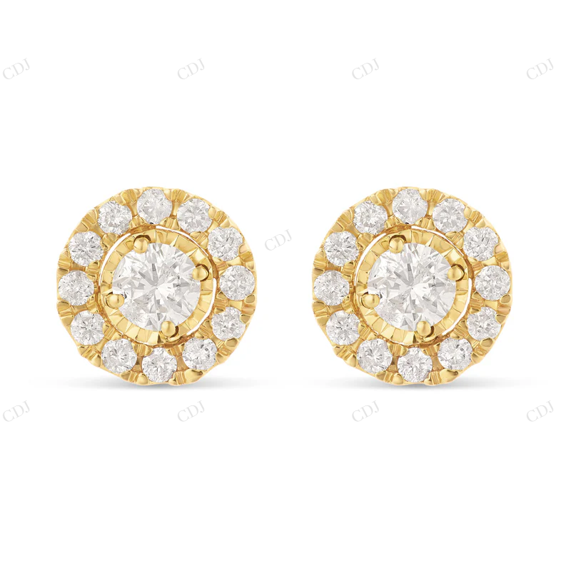 14k Gold Diamond Cluster Stud Earrings For Daily Wear Stud earrings CustomDiamJewel