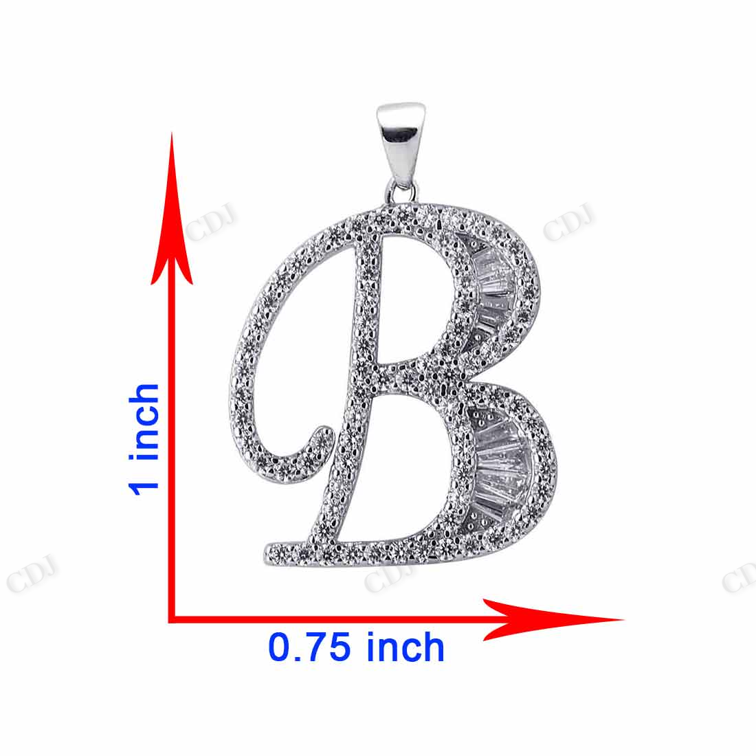 Sterling Silver B Letter Moissanite Pendant hip hop jewelry CustomDiamJewel
