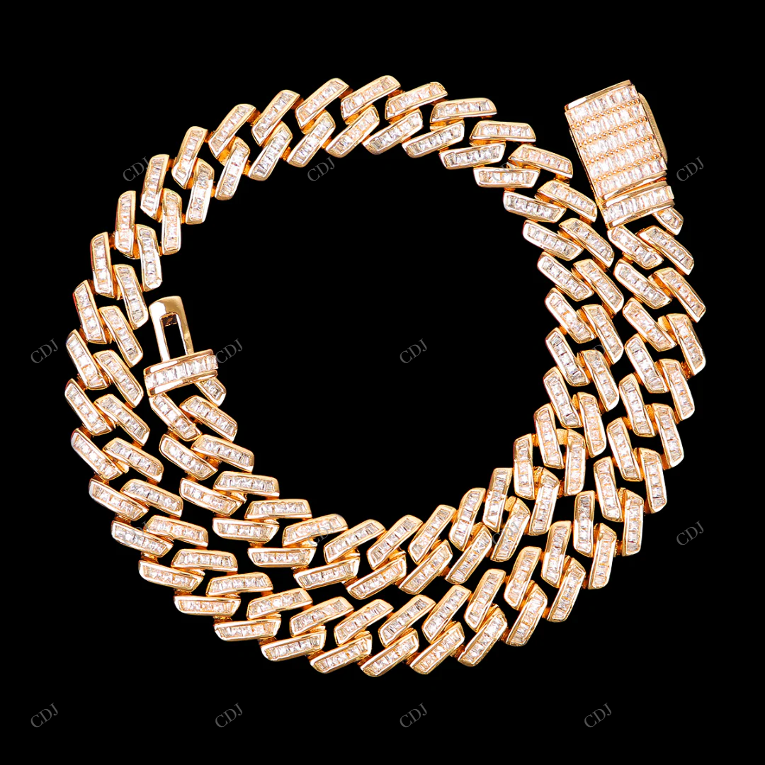 925 Sterling Silver Moissanite Cuban Link Chain For Gift CustomDiamJewel