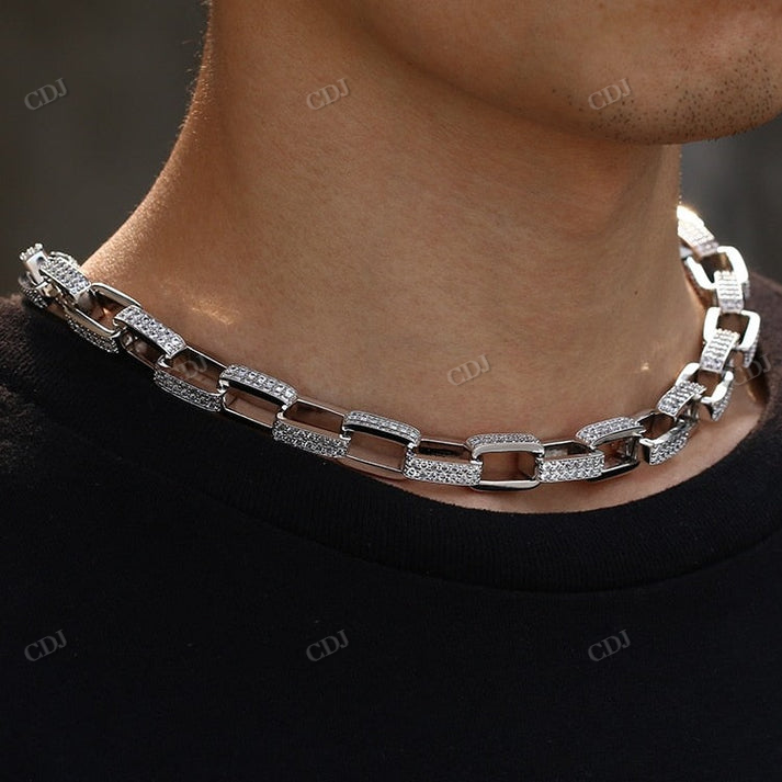 11mm Iced Out Diamond Silver Box Chain hip hop jewelry CustomDiamJewel