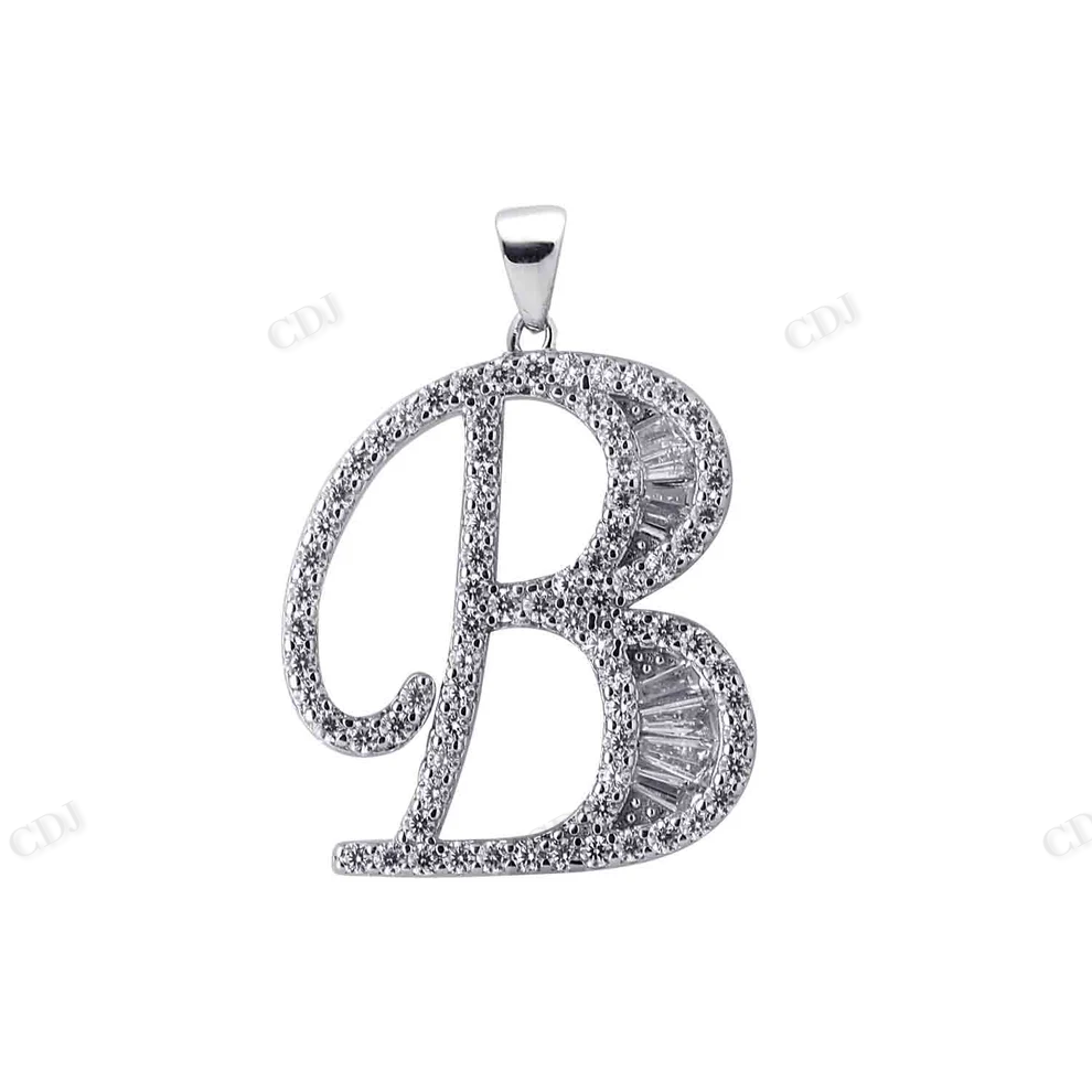 Sterling Silver B Letter Moissanite Pendant hip hop jewelry CustomDiamJewel