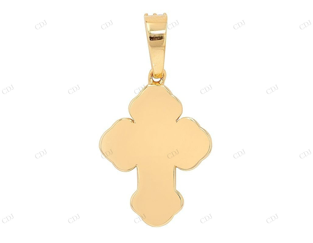 1.2 Inch Baguette Cross Lab Grown Diamond 10K Gold Pendant Hip Hop Pendent CustomDiamJewel
