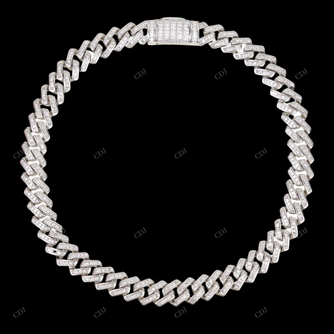 925 Sterling Silver Moissanite Cuban Link Chain For Gift CustomDiamJewel