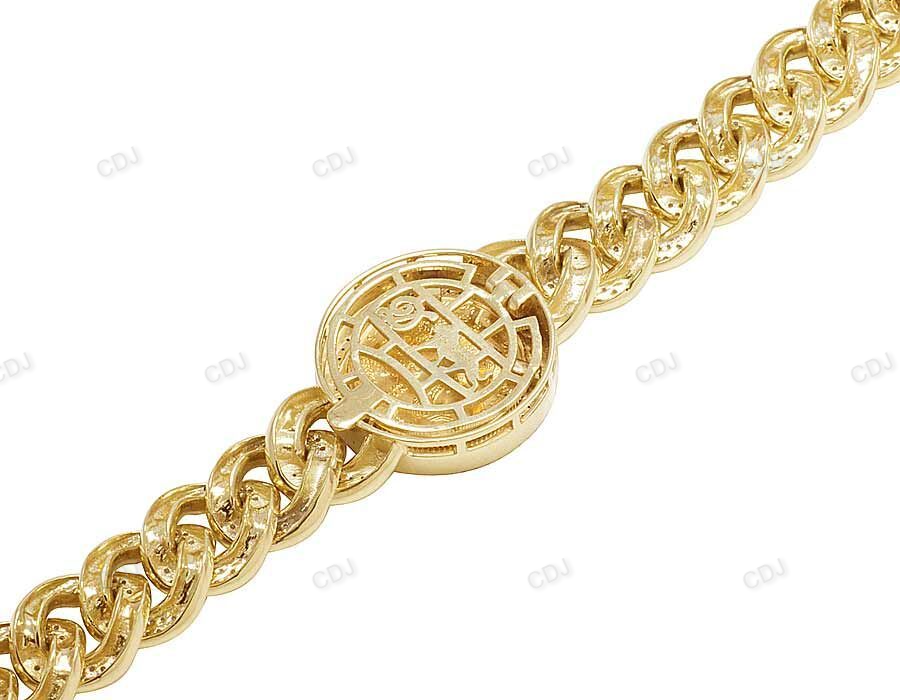 Silver Moissanite Unique Design Coin Mens Cuban Bracelet hip hop jewelry CustomDiamJewel