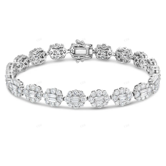Baguette Cut VVS Moissanite Unique Tennis Bracelet CustomDiamJewel
