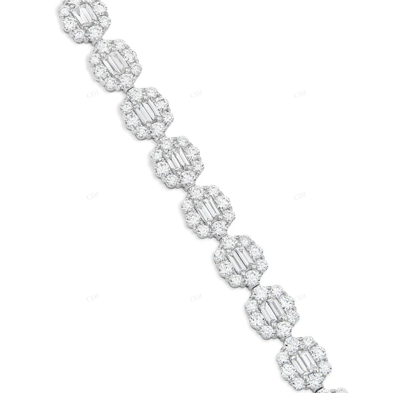 Baguette Cut VVS Moissanite Unique Tennis Bracelet CustomDiamJewel