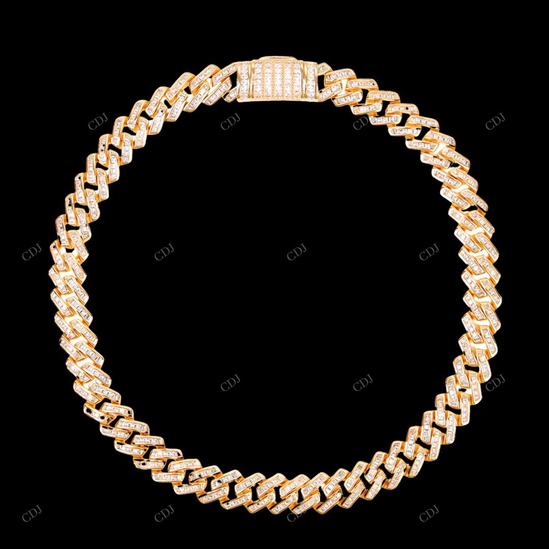 925 Sterling Silver Moissanite Cuban Link Chain For Gift CustomDiamJewel
