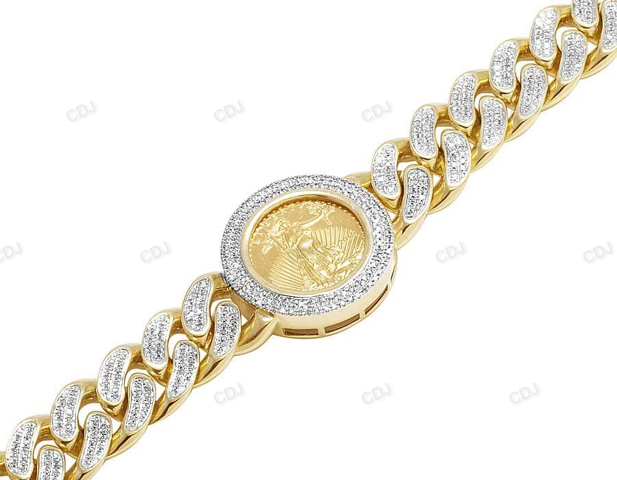 Silver Moissanite Unique Design Coin Mens Cuban Bracelet hip hop jewelry CustomDiamJewel