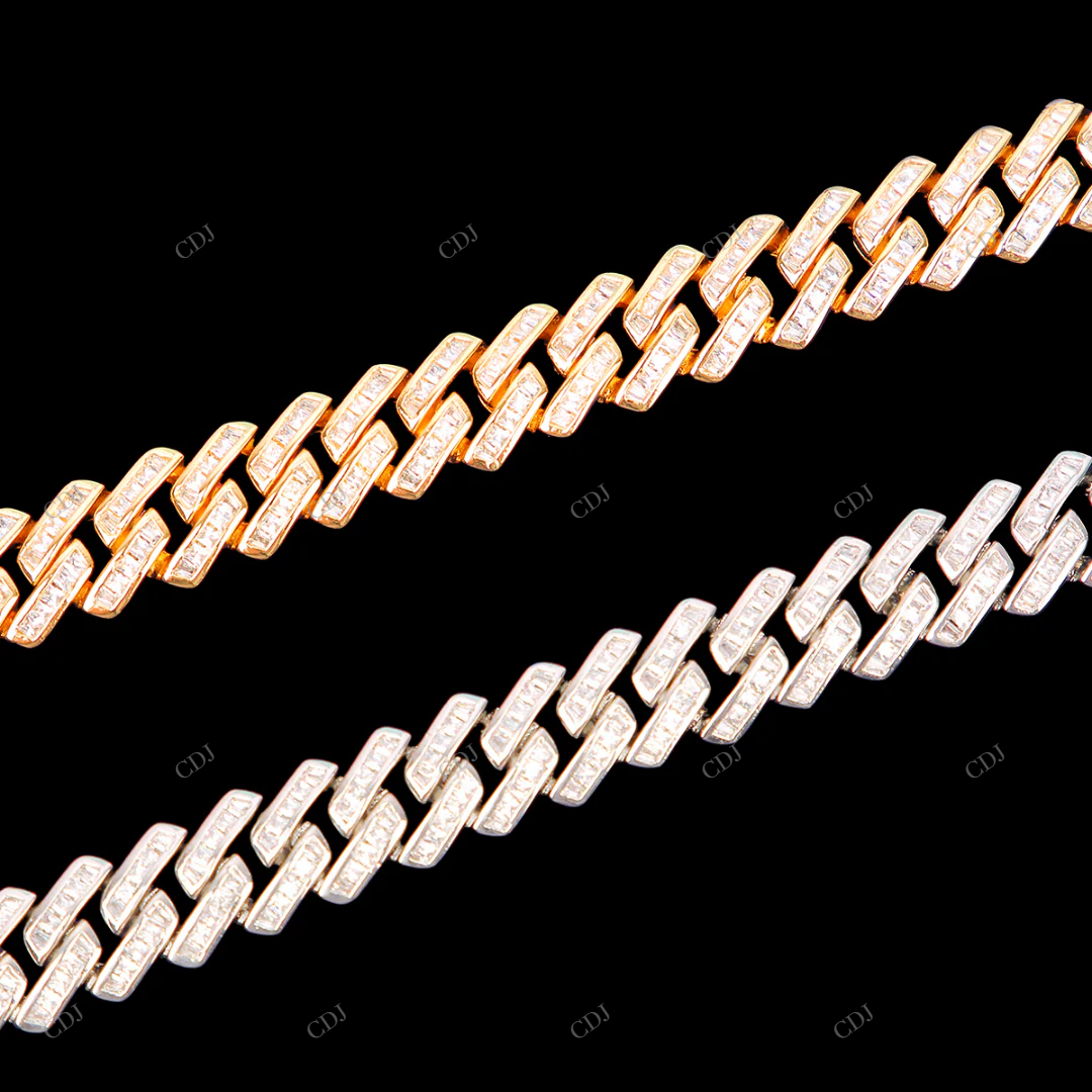 925 Sterling Silver Moissanite Cuban Link Chain For Gift CustomDiamJewel