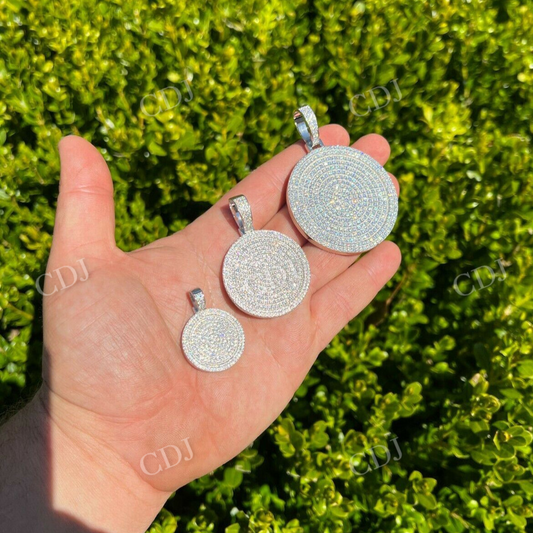 Round Hip Hop Dog Tag Medallion Diamond Pendant  customdiamjewel   