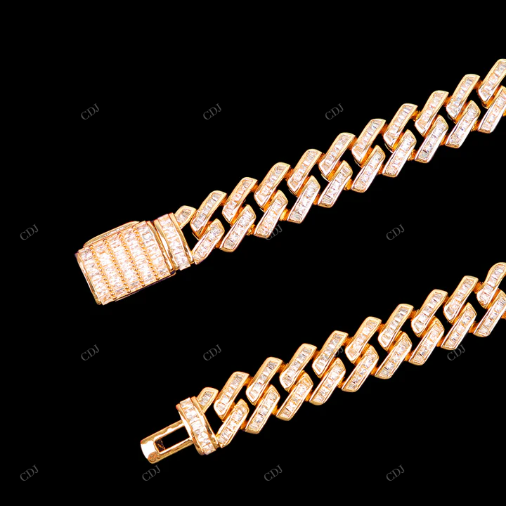 925 Sterling Silver Moissanite Cuban Link Chain For Gift CustomDiamJewel