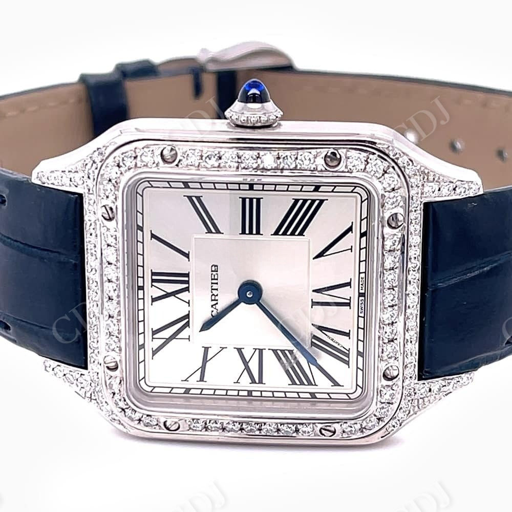 Blue Belt Cartier Diamond Bezel Iced Out Watch customdiamjewel