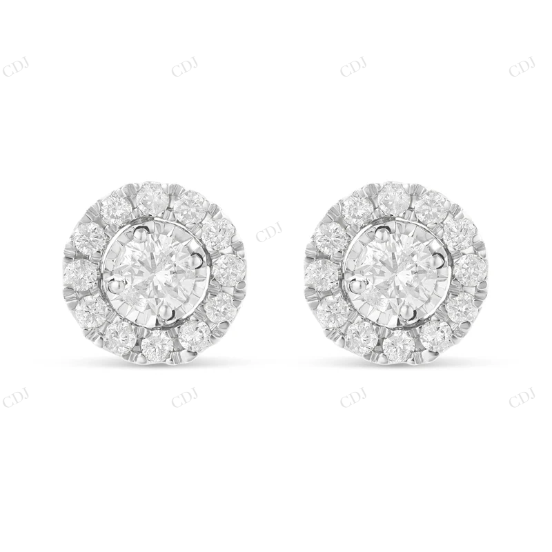 14k Gold Diamond Cluster Stud Earrings For Daily Wear Stud earrings CustomDiamJewel