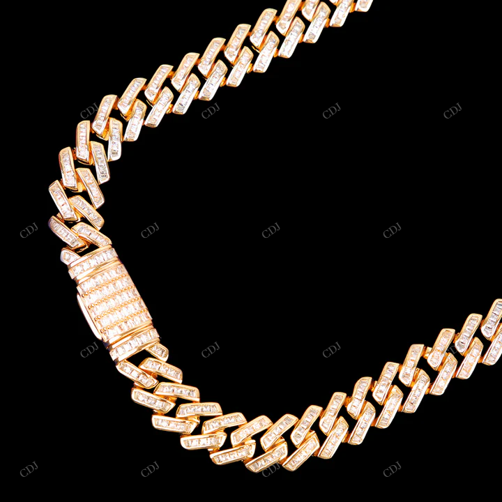 925 Sterling Silver Moissanite Cuban Link Chain For Gift CustomDiamJewel