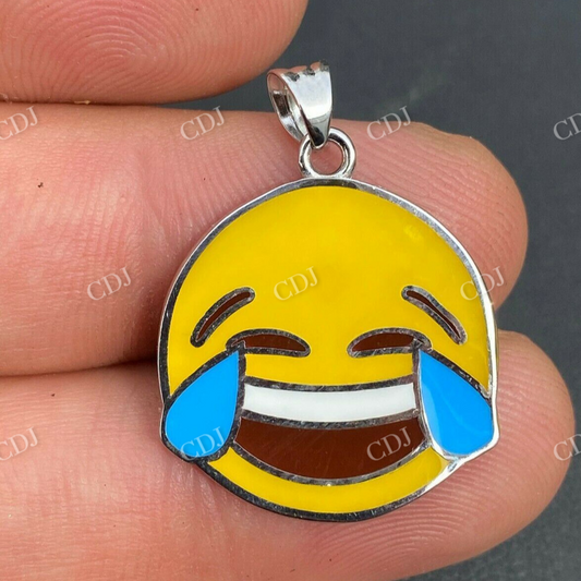 925 Sterling Silver Laughing Smiley LOL Emoji Pendant  customdiamjewel   