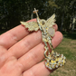 14K Gold Saint Michael Slaying Dragon Diamond Pendant  customdiamjewel   