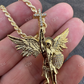 14K Gold Saint Michael Slaying Dragon Diamond Pendant  customdiamjewel   