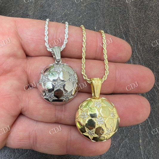 14K Gold Soccer Ball Futbol Star Diamond Pendant  customdiamjewel   