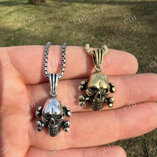 925 Silver Goth Skull & Cross Bones Death Pendant  customdiamjewel   
