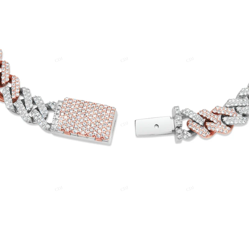 Two Tone VVS Moissanite Luxury Cuban Link Bracelet For Men CustomDiamJewel