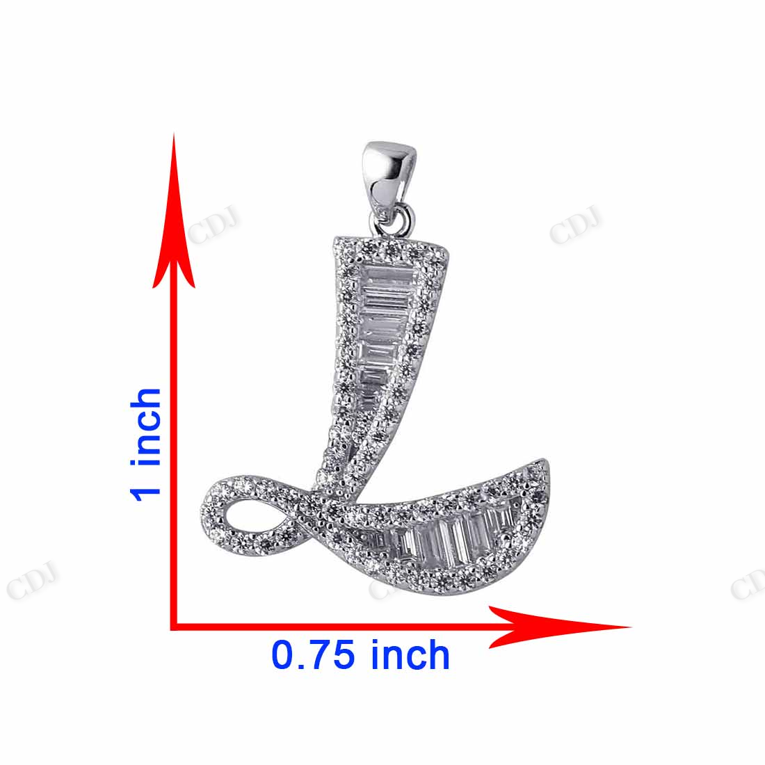Sterling Silver Baguette L Letter Moissanite Pendant hip hop jewelry CustomDiamJewel