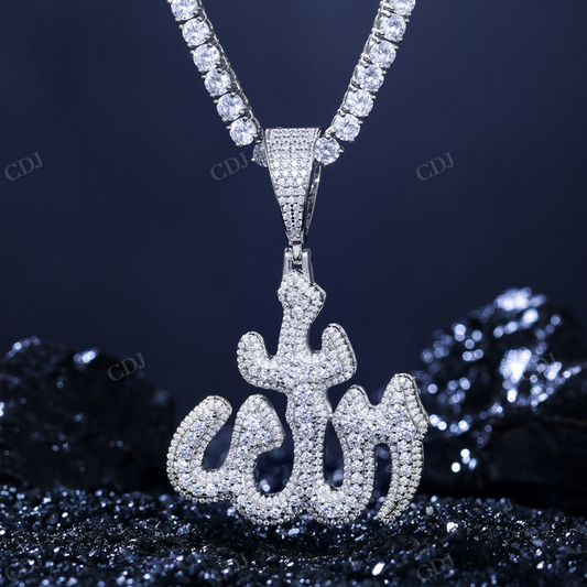 Hip Hop Mens Allah Islam Moissanite Diamond Pendant hip hop jewelry CustomDiamJewel