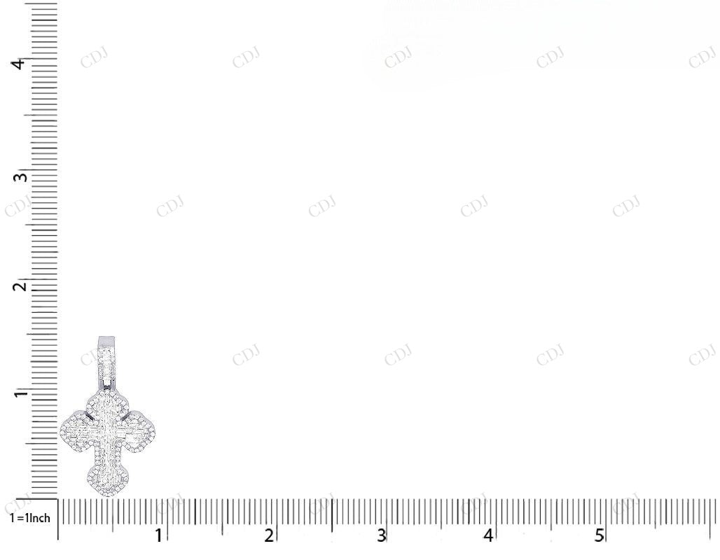 10K Gold Clover Cross Baguette Lab Grown Diamond Pendant Hip Hop Pendent CustomDiamJewel