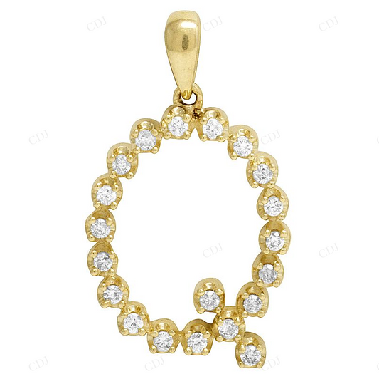 0.22 CTW 10K Gold Diamond Initial Q Letter Pendant CustomDiamJewel