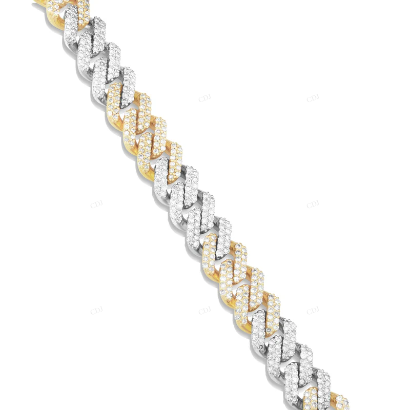 Two Tone VVS Moissanite Luxury Cuban Link Bracelet For Men CustomDiamJewel