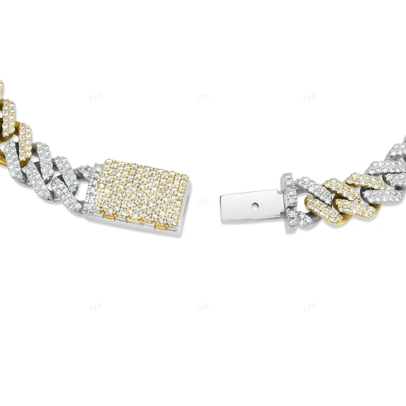 Two Tone VVS Moissanite Luxury Cuban Link Bracelet For Men CustomDiamJewel