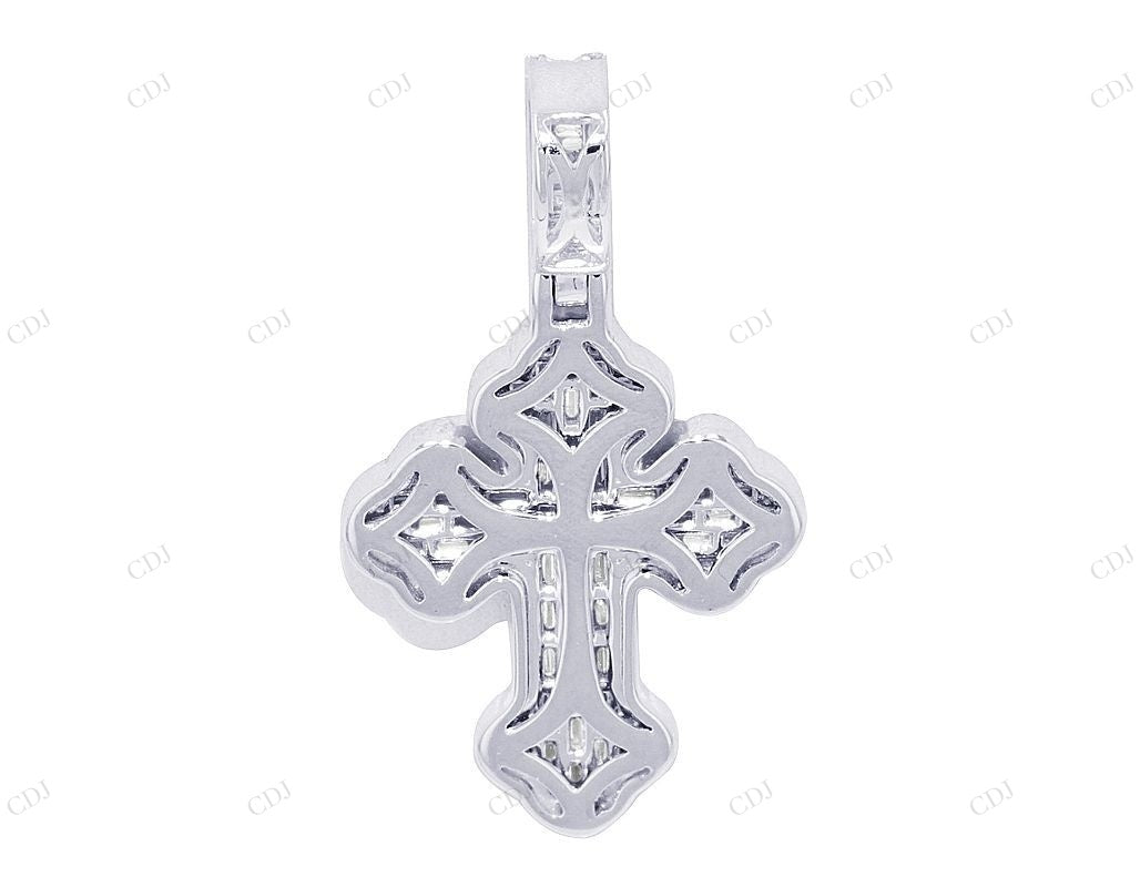 10K Gold Clover Cross Baguette Lab Grown Diamond Pendant Hip Hop Pendent CustomDiamJewel