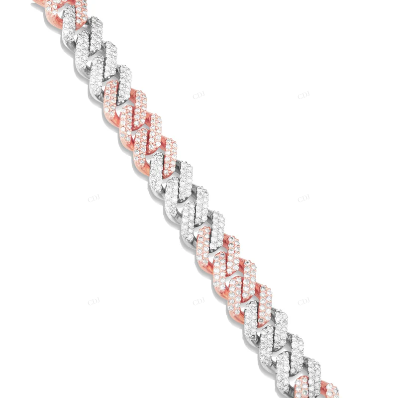 Two Tone VVS Moissanite Luxury Cuban Link Bracelet For Men CustomDiamJewel
