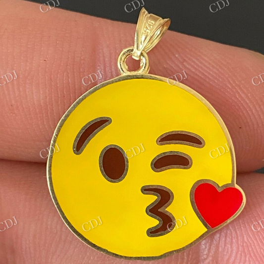 925 Sterling Silver Smiley Kiss Emoji Pendant  customdiamjewel   