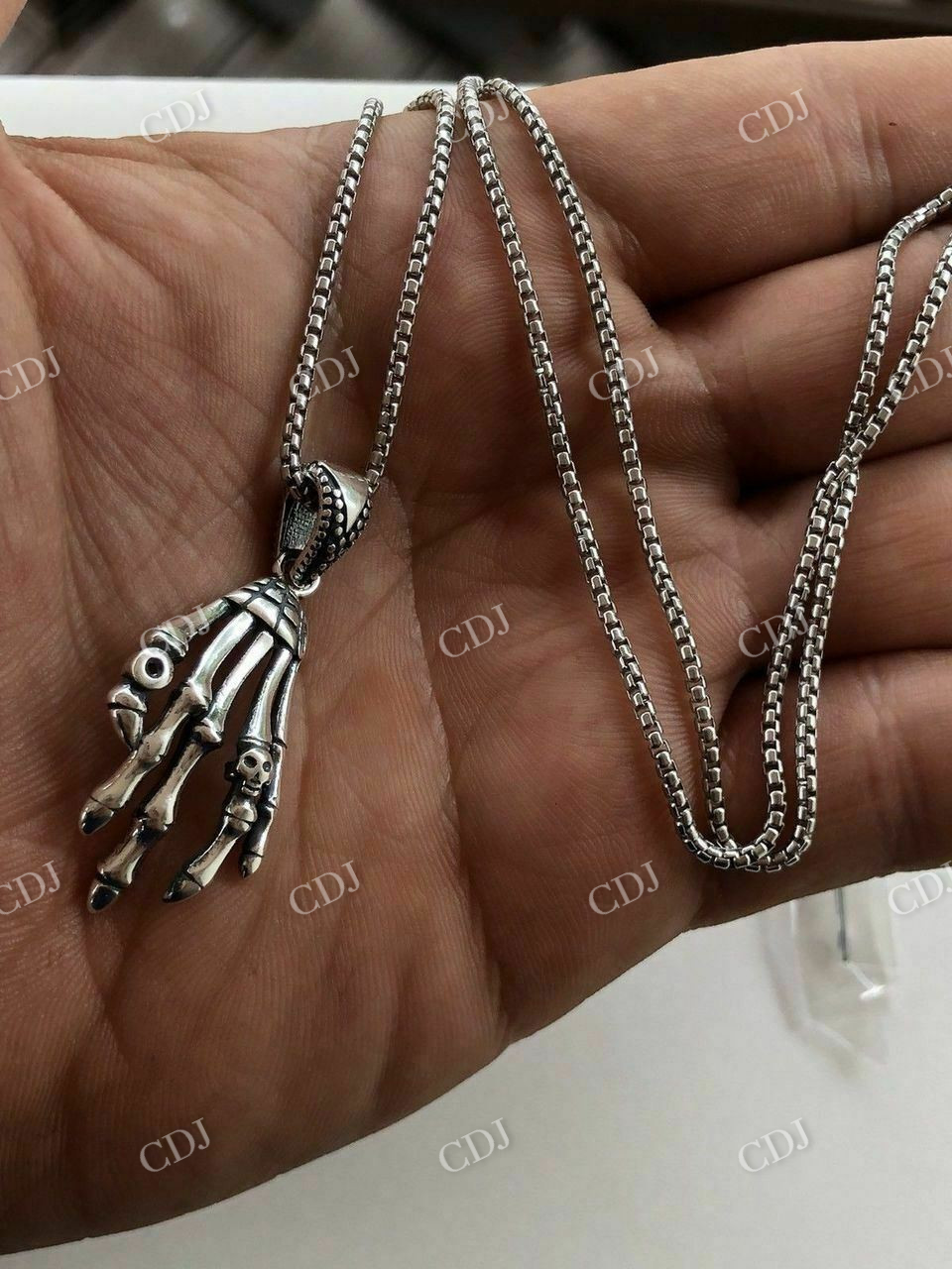 Skeleton Hand Skull Mens Biker Goth Pendant  customdiamjewel   