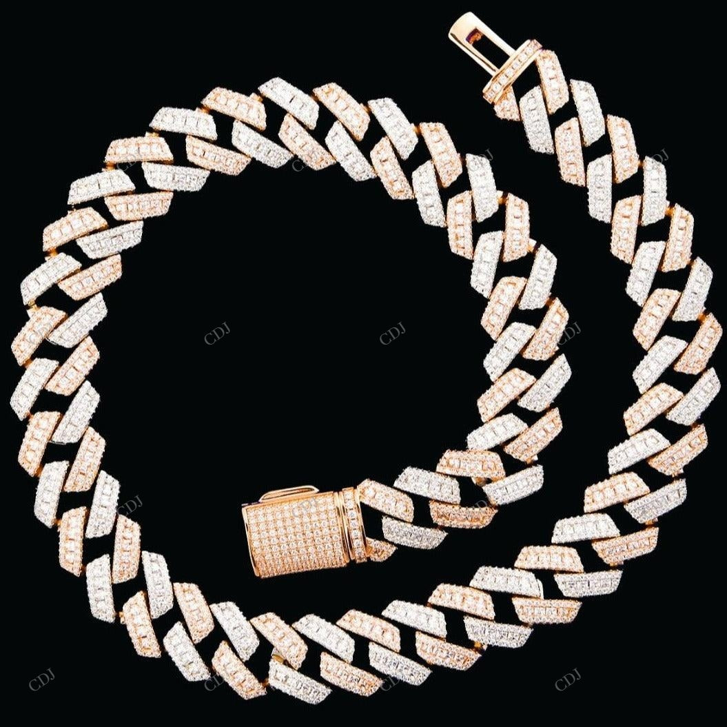 925 Silver Two Tone Miami Cuban Link Chain CustomDiamJewel