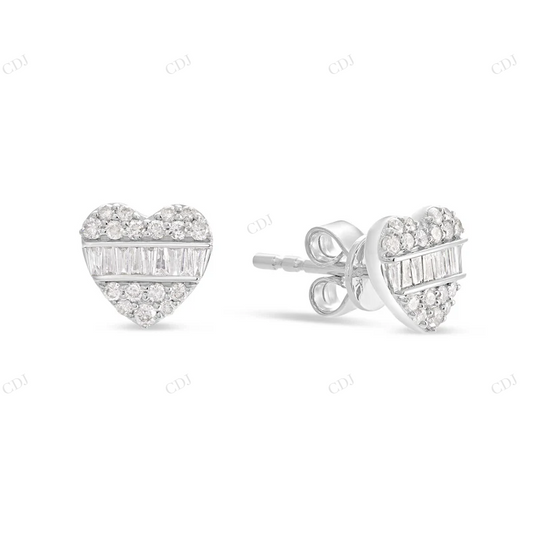 10K White Gold Heart-Shaped Diamond Stud Earrings Stud earrings CustomDiamJewel