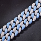 14mm White And Blue Diamonds Silver Cuban Link Chain hip hop jewelry CustomDiamJewel