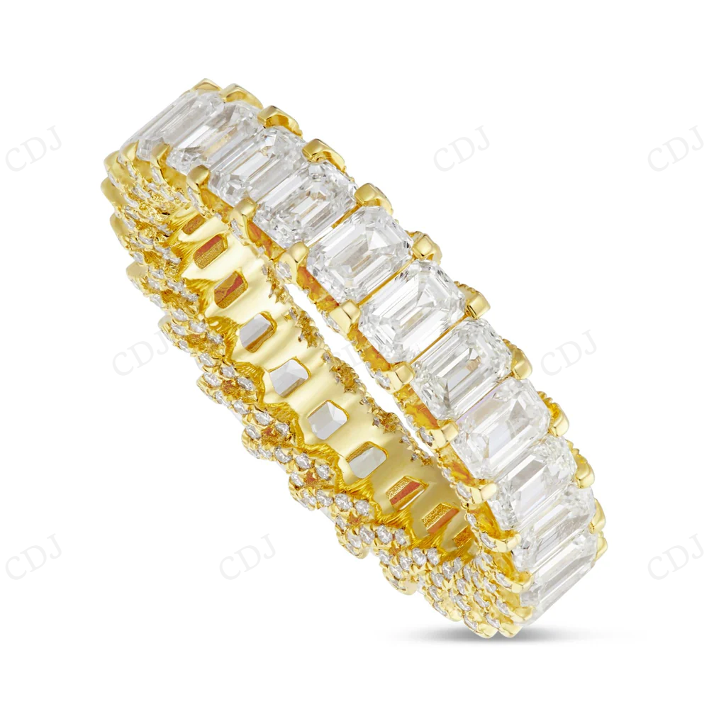 Premium 18Kt Gold Emerald Moissanite Eternity Band hip hop jewelry CustomDiamJewel
