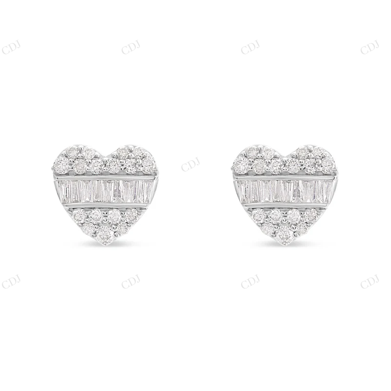 10K White Gold Heart-Shaped Diamond Stud Earrings Stud earrings CustomDiamJewel