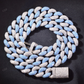 14mm White And Blue Diamonds Silver Cuban Link Chain hip hop jewelry CustomDiamJewel
