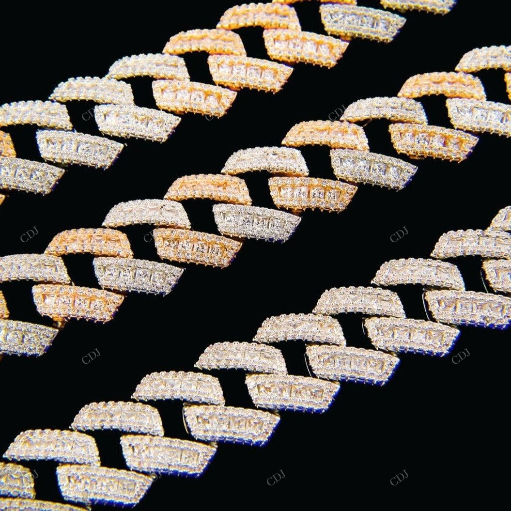 925 Silver Two Tone Miami Cuban Link Chain CustomDiamJewel