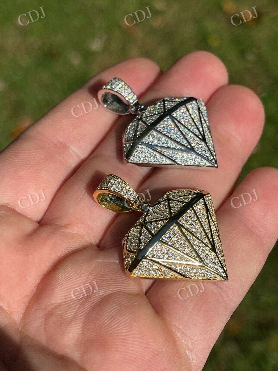 Iced Diamond Shape Bling Moissanite Pendant  customdiamjewel   