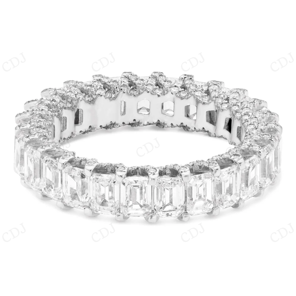 Premium 18Kt Gold Emerald Moissanite Eternity Band hip hop jewelry CustomDiamJewel