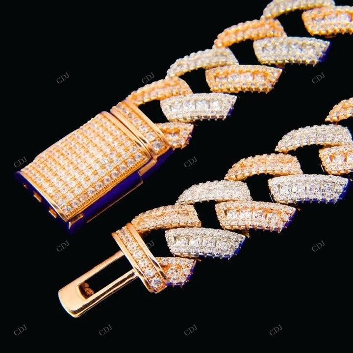 925 Silver Two Tone Miami Cuban Link Chain CustomDiamJewel