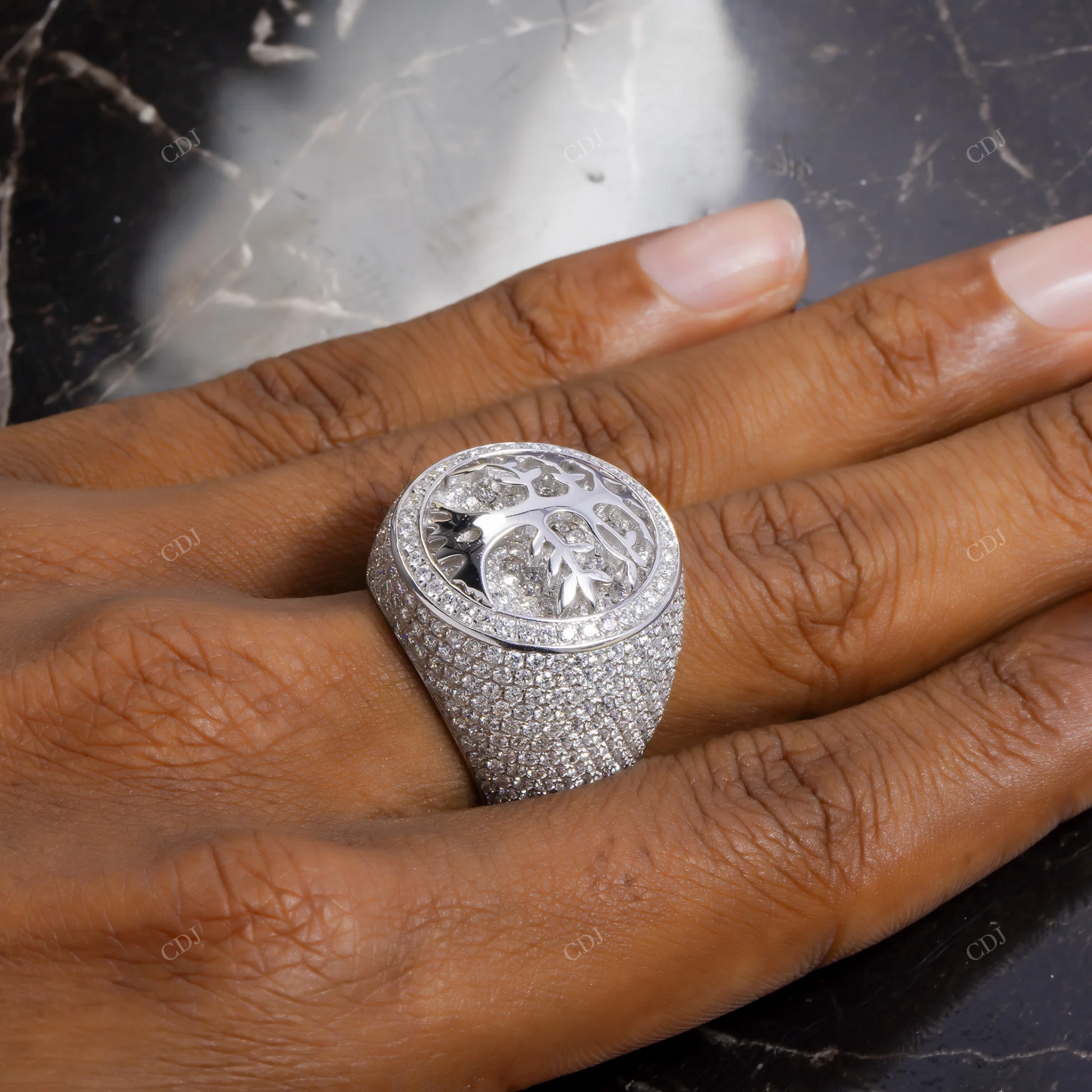 S925 Silver Moissanite Tree Men's Hip Hop Ring hip hop jewelry customdiamjewel